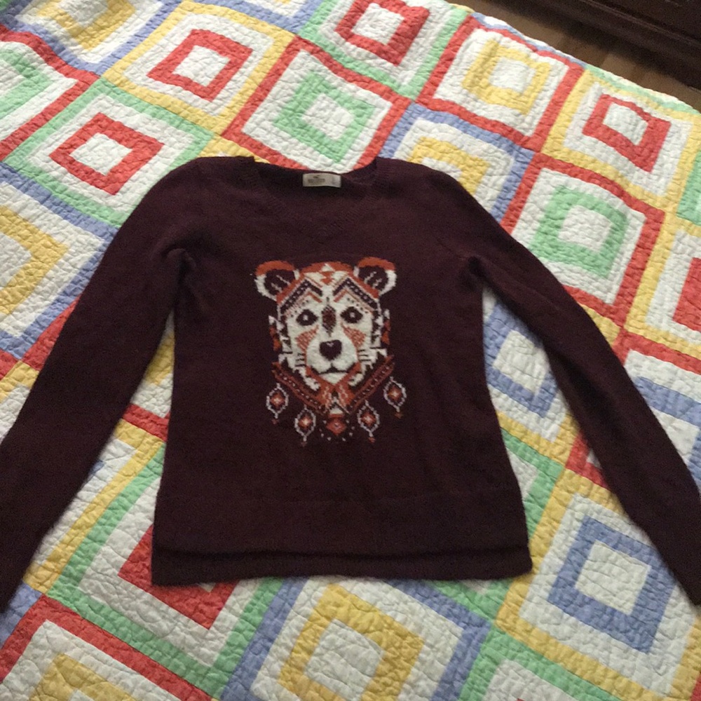 super soft burgundy bear sweater